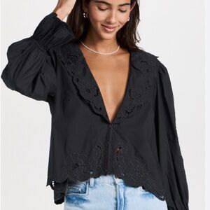 NWT Free People Black Maisie Cutout Top M